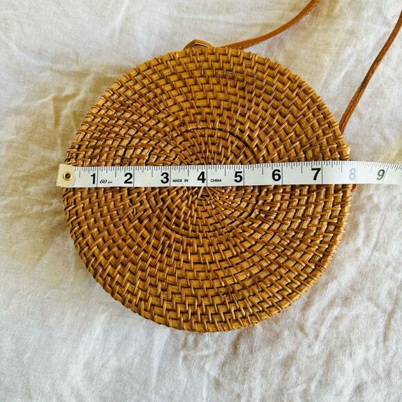 Studio Collection | Rattan Circular crossbody bag Bohemianfaux leather 100% cott - Picture 8 of 12